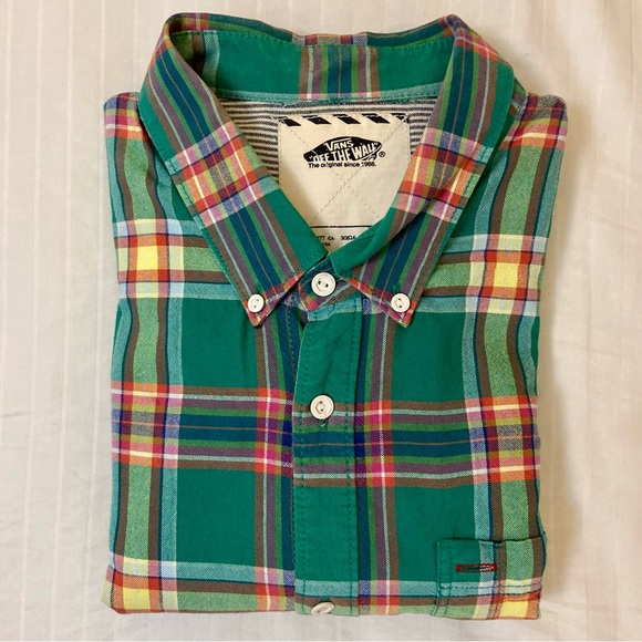 Vans plaid buttoned collared long sleeve dress casual w/ button pocket sz L - Picture 11 of 12